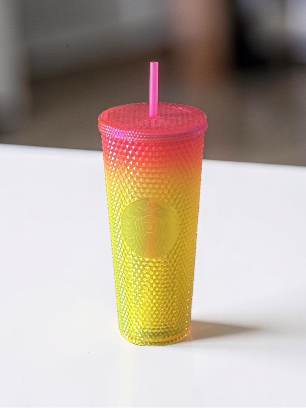 Starbucks 2022 Mango Sunrise Ombre Gradient Studded Tumbler with Straw